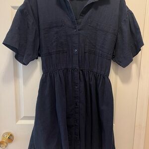 Abercrombie & Fitch Navy Button-Up Mini Dress